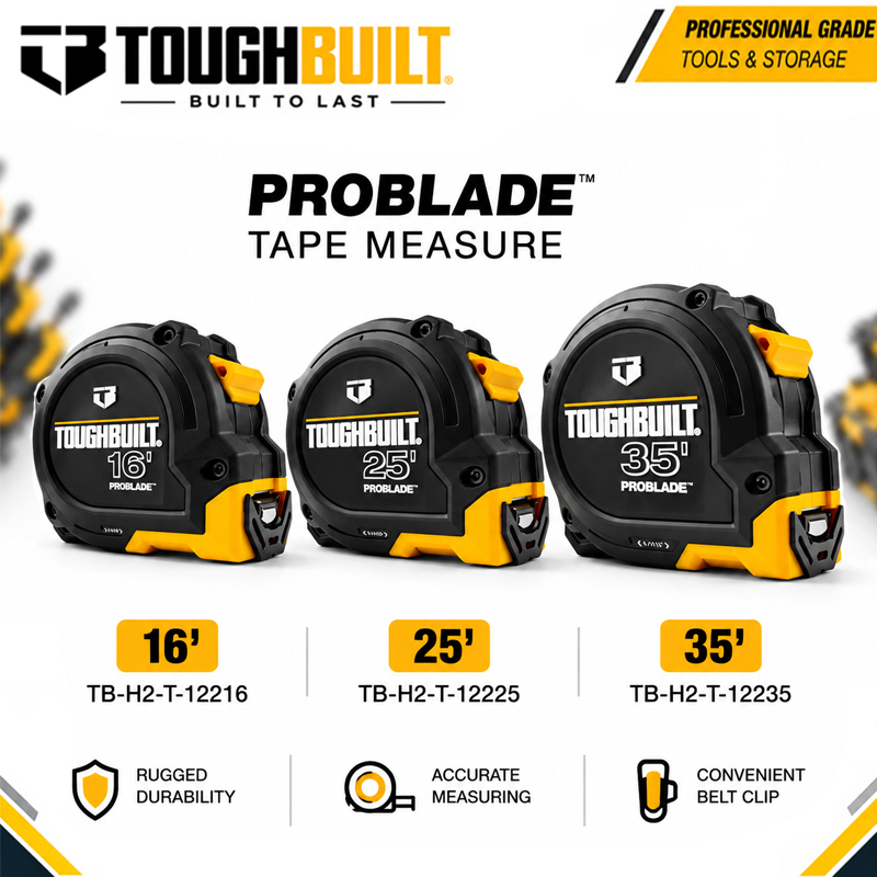 Stanley Tape 25Ft - Serie TOUGHBUILT 16ft/25ft/35ft ProBlade ™ Metro